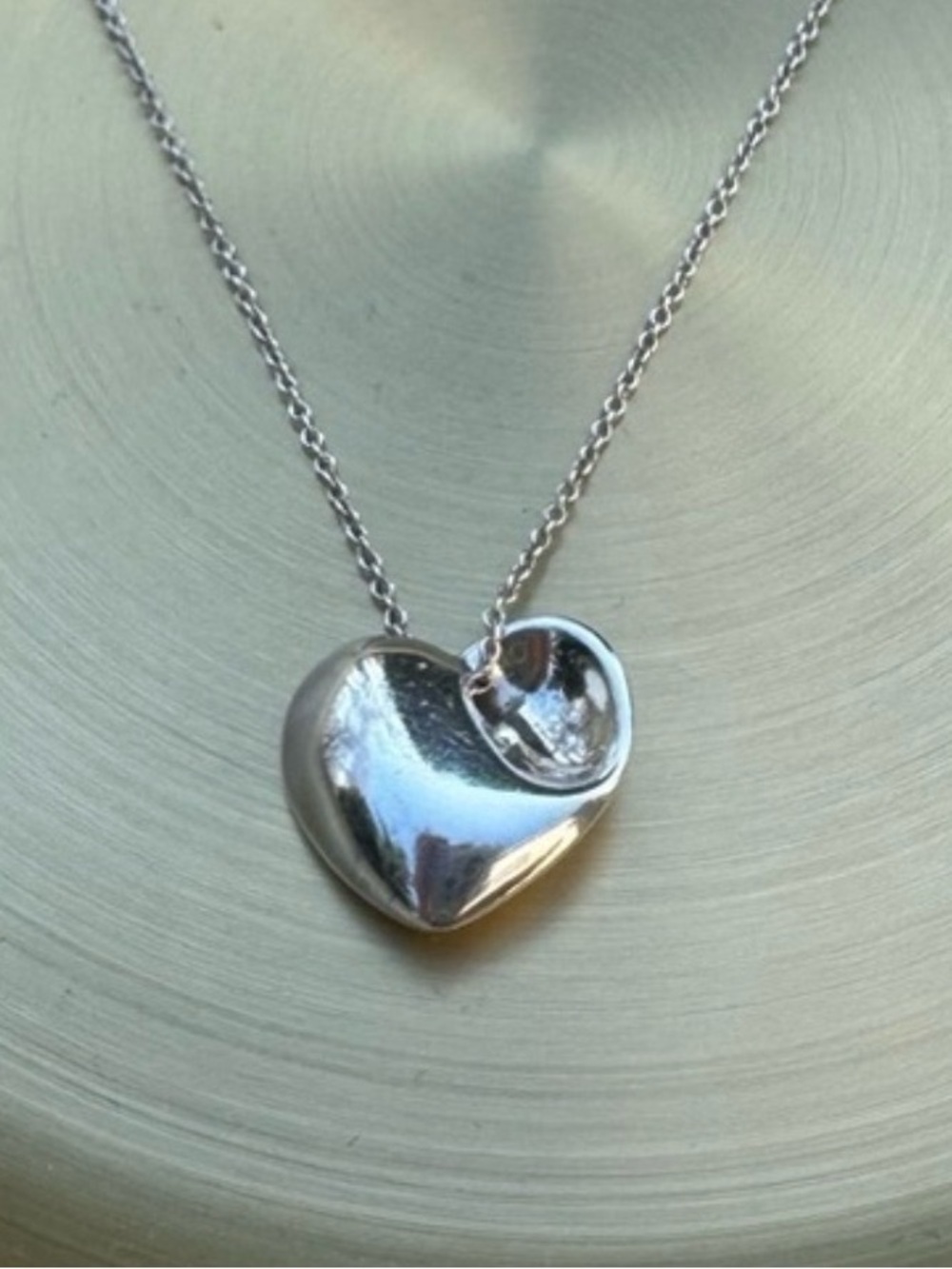 TIFFANY & CO Sterling Silver Open Heart Pendant Necklace 16”